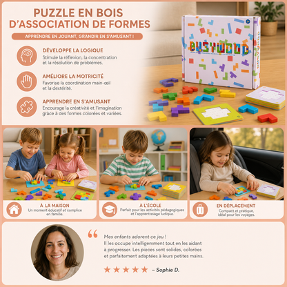 Jeu Familial : Puzzle En Bois D’Association De Formes