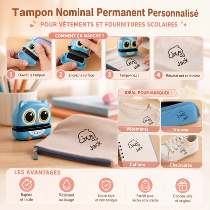 Tampon Nominal Permanent Personnalisé Pour Enfants Pour Vêtements Et Fournitures Scolaires
