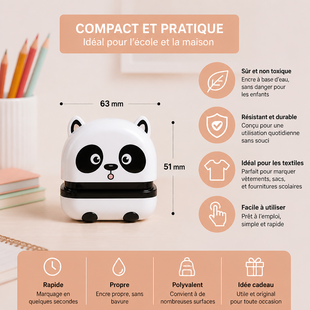 Tampon Nominal Permanent Personnalisé Pour Enfants Pour Vêtements Et Fournitures Scolaires