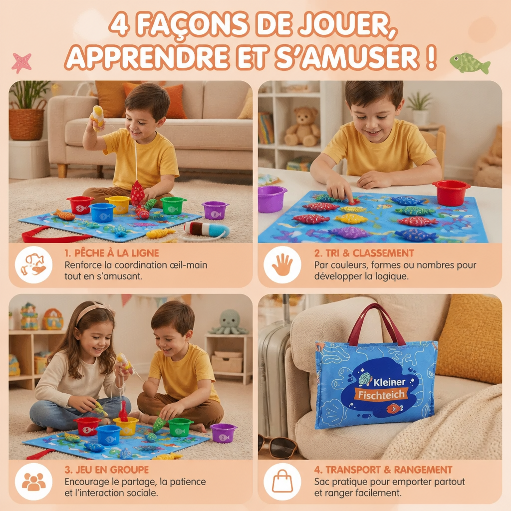 Montessori Peluche Bassin à Poissons Jouets D' Enfant