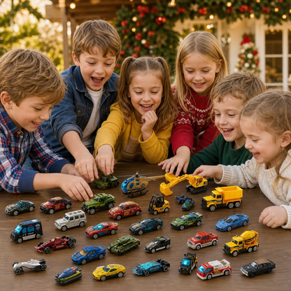 Calendrier de l'Avent de Noël avec Voitures Die-Cast pour Enfants