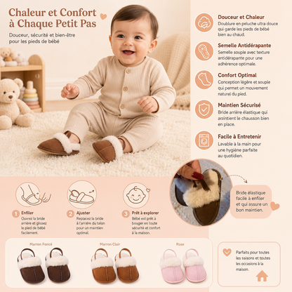 Chaussons Doux pour Bébés et Tout-Petits avec Doublure en Peluche et Semelles Antidérapantes