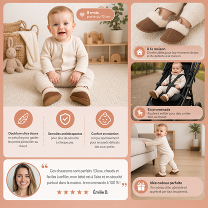 Chaussons Doux pour Bébés et Tout-Petits avec Doublure en Peluche et Semelles Antidérapantes