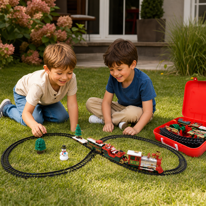 Ensemble de Train Électrique pour Enfants avec Effets Lumineux, Sonores et de Vapeur