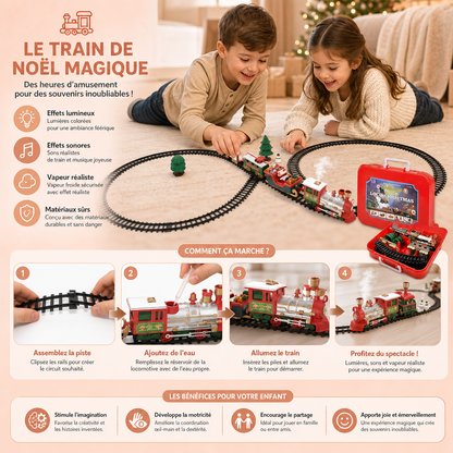 Ensemble de Train Électrique pour Enfants avec Effets Lumineux, Sonores et de Vapeur