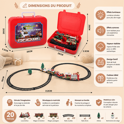 Ensemble de Train Électrique pour Enfants avec Effets Lumineux, Sonores et de Vapeur