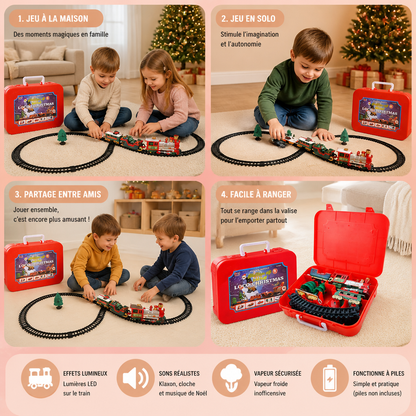 Ensemble de Train Électrique pour Enfants avec Effets Lumineux, Sonores et de Vapeur