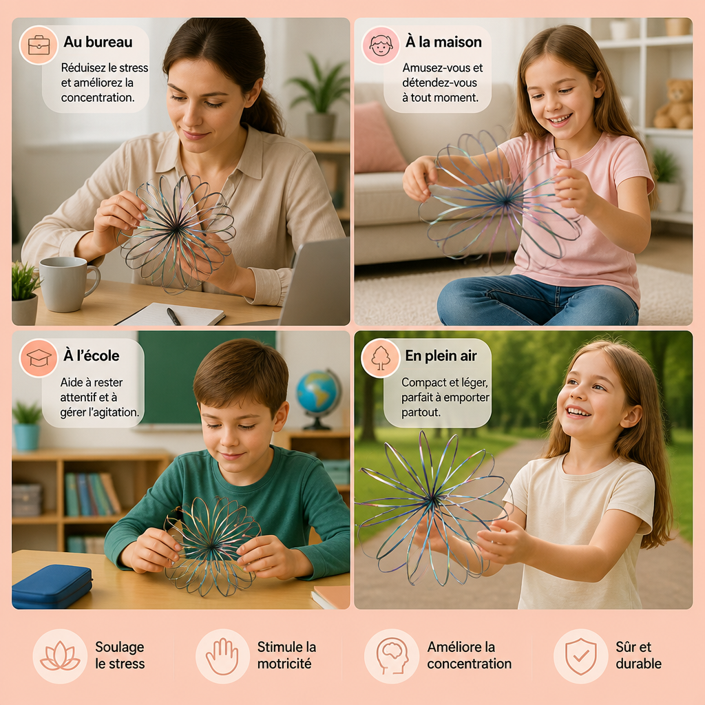 Jouet Fidget Géométrique à Ressort – Sculpture Sensorielle Antistress