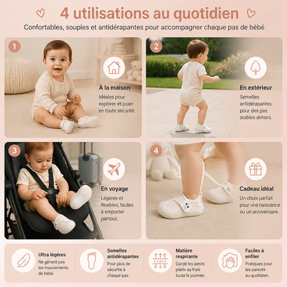 Chaussures confortables pour bébé avec semelles souples et antidérapantes
