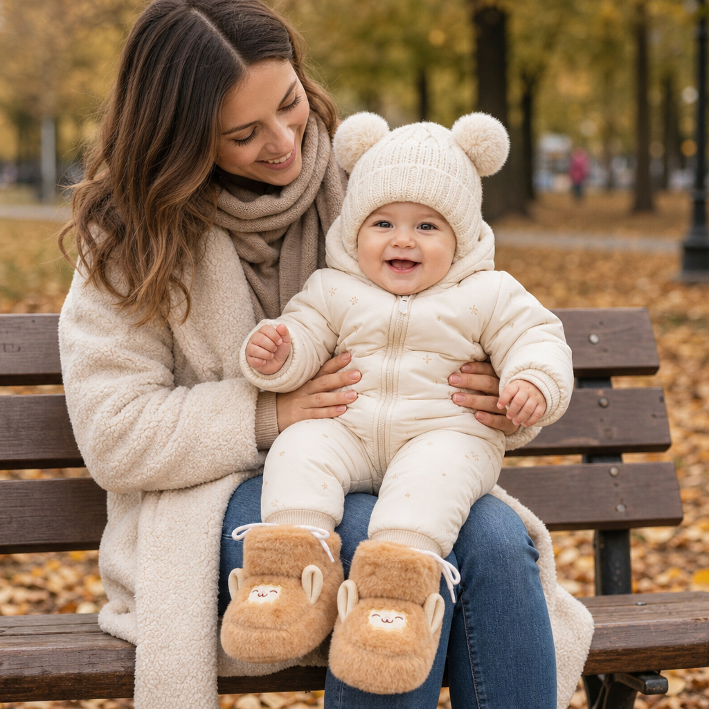 Chaussons Douillets et Chauds pour Bébé Doublés en Polaire avec Semelles Souples Antidérapantes