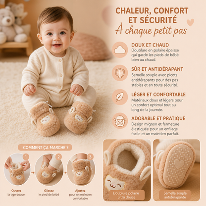 Chaussons Douillets et Chauds pour Bébé Doublés en Polaire avec Semelles Souples Antidérapantes