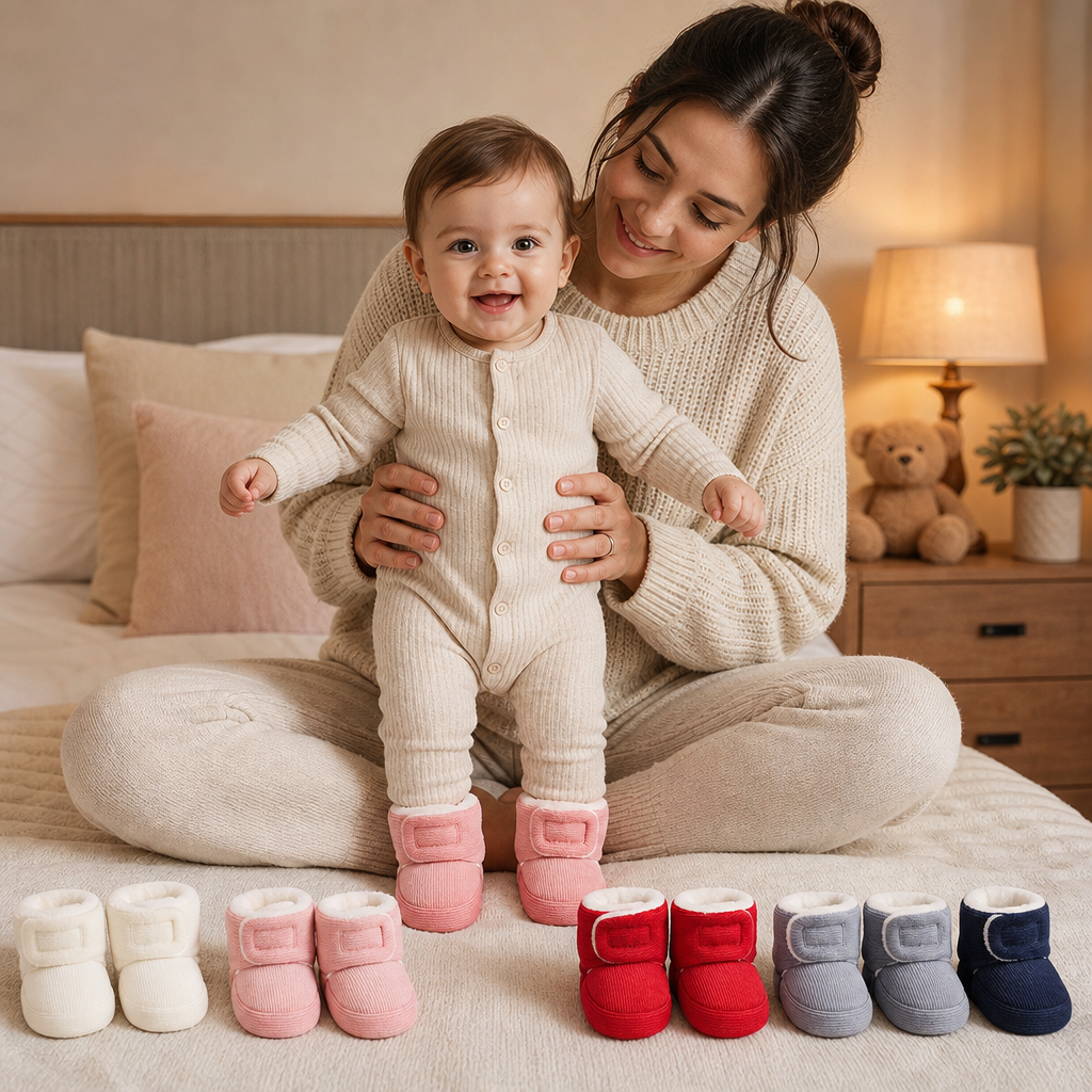 Chaussons Doux et Chauds pour Bébés avec Semelles Antidérapantes