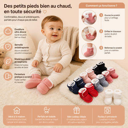 Chaussons Doux et Chauds pour Bébés avec Semelles Antidérapantes
