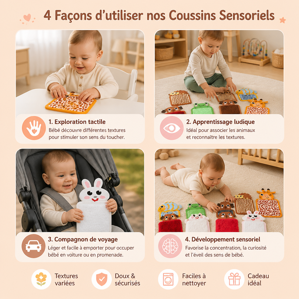 Coussins Sensoriels Animaliers (Lot de 8)