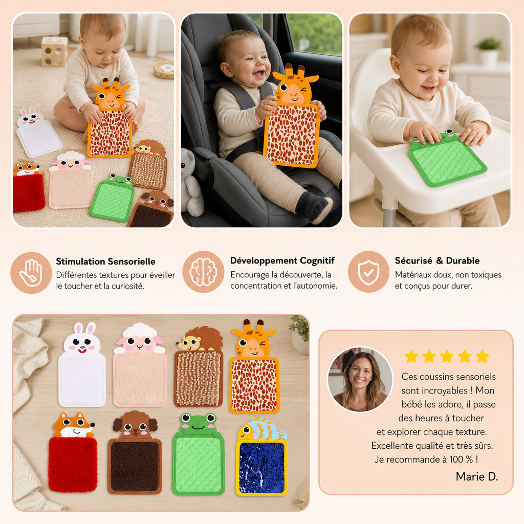 Coussins Sensoriels Animaliers (Lot de 8)