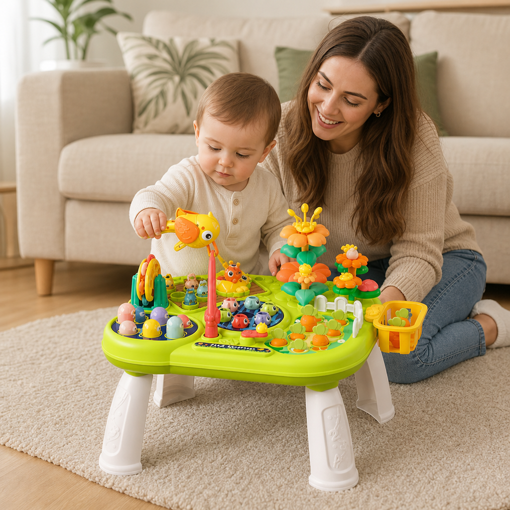 Table d’Activités Multifonctionnelle pour Enfants avec Plusieurs Stations de Jeu