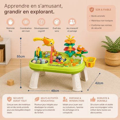 Table d’Activités Multifonctionnelle pour Enfants avec Plusieurs Stations de Jeu
