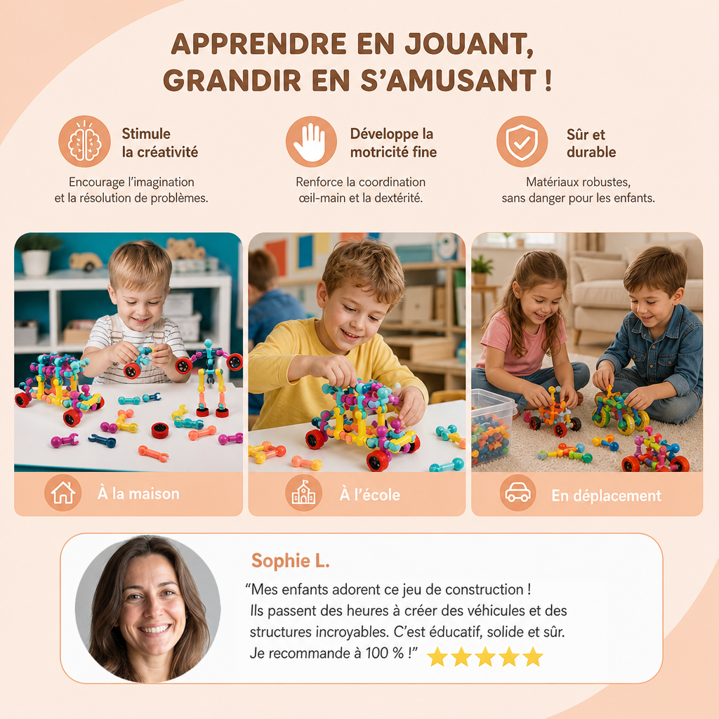 Set de Construction Éducatif DIY avec Articulations Mobiles