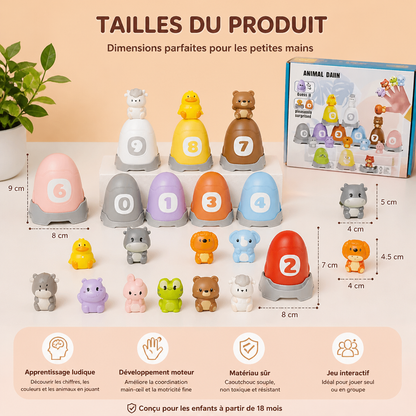 Ensemble Montessori de Marionnettes à Doigt en Caoutchouc Souple avec Animaux de la Ferme pour Apprendre les Couleurs et les Chiffres