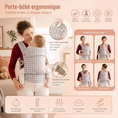 Porte-bébé ergonomique – Respirant et réglable