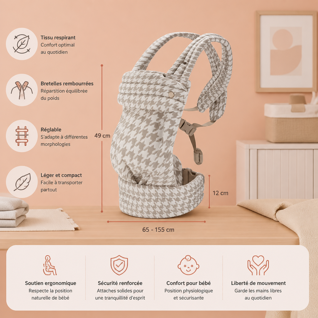 Porte-bébé ergonomique – Respirant et réglable