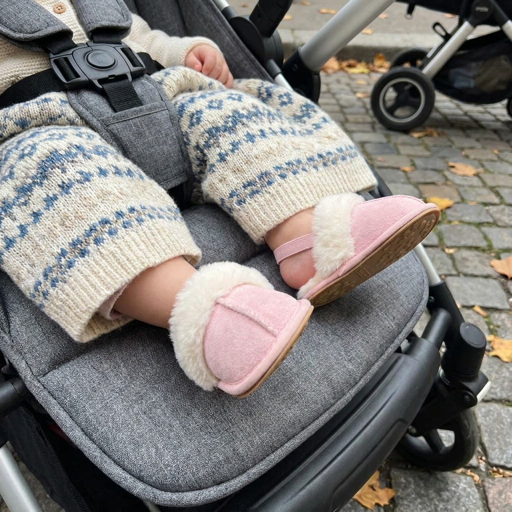 Chaussons Doux pour Bébés et Tout-Petits avec Doublure en Peluche et Semelles Antidérapantes