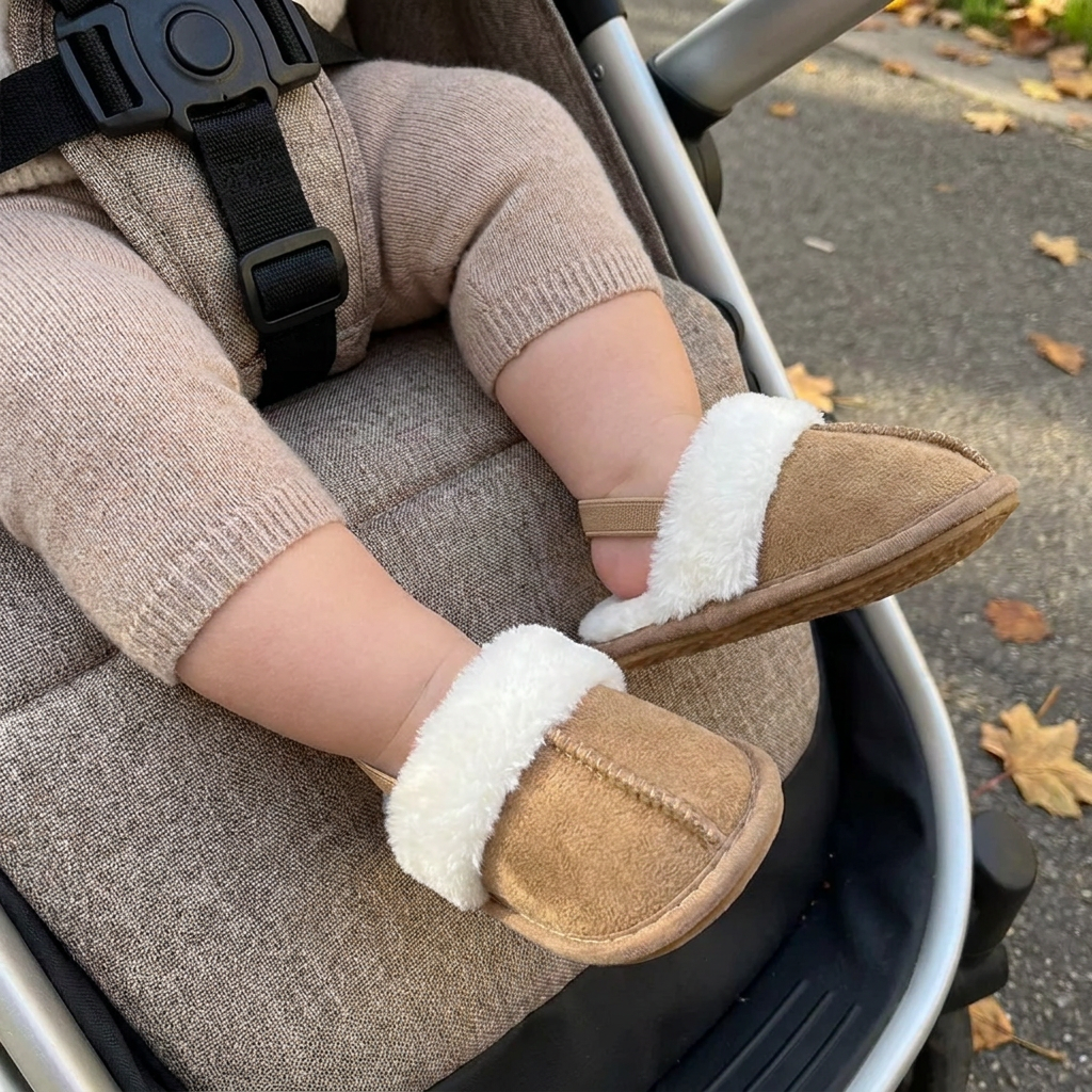 Chaussons Doux pour Bébés et Tout-Petits avec Doublure en Peluche et Semelles Antidérapantes