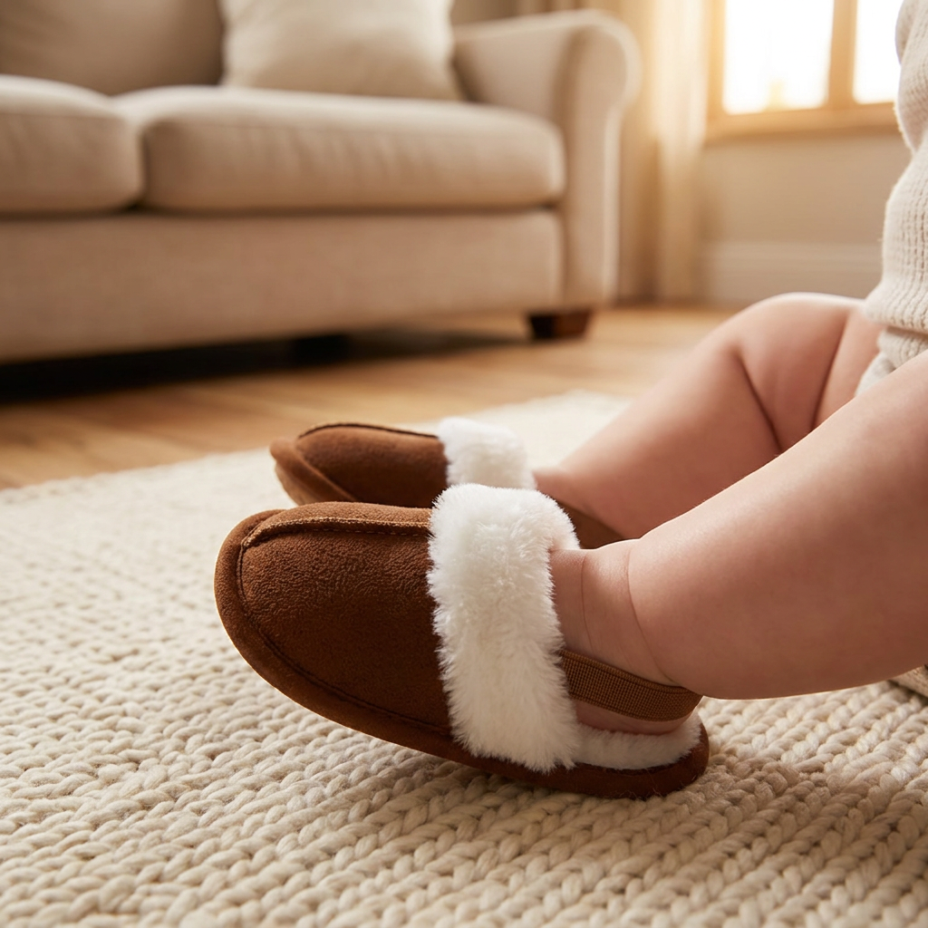 Chaussons Doux pour Bébés et Tout-Petits avec Doublure en Peluche et Semelles Antidérapantes