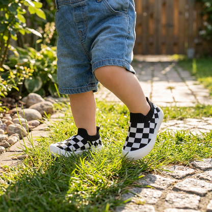 Chaussures Légères à Carreaux pour Bébé avec Semelles Douces et Antidérapantes