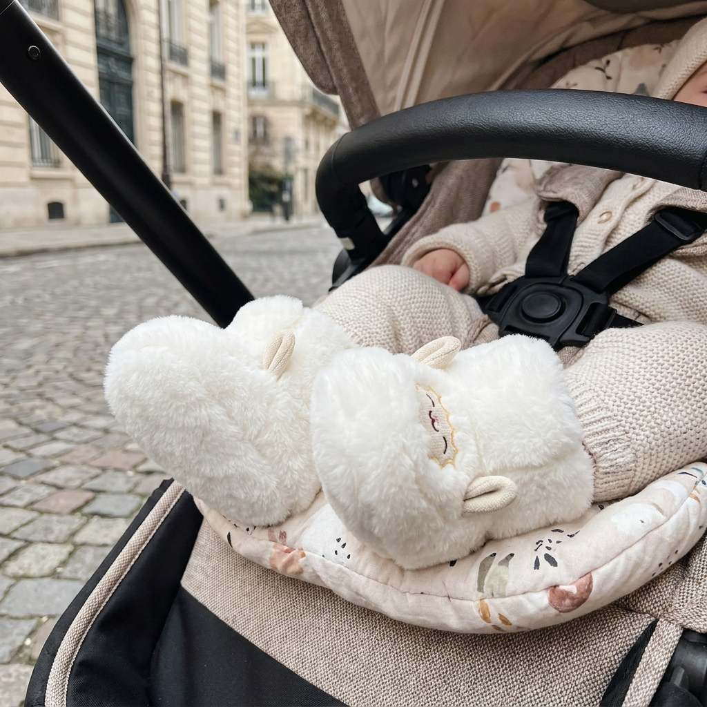 Chaussons Douillets et Chauds pour Bébé Doublés en Polaire avec Semelles Souples Antidérapantes