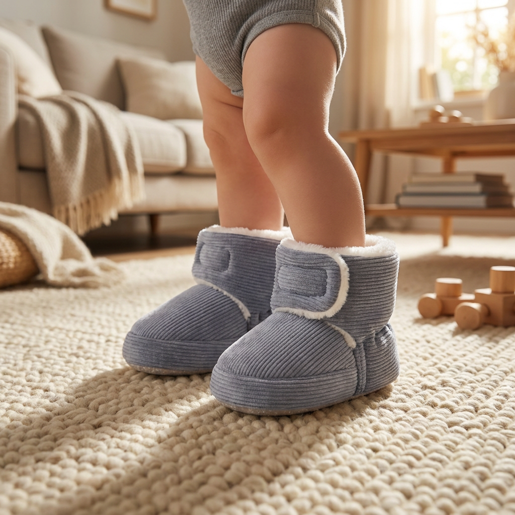 Chaussons Doux et Chauds pour Bébés avec Semelles Antidérapantes