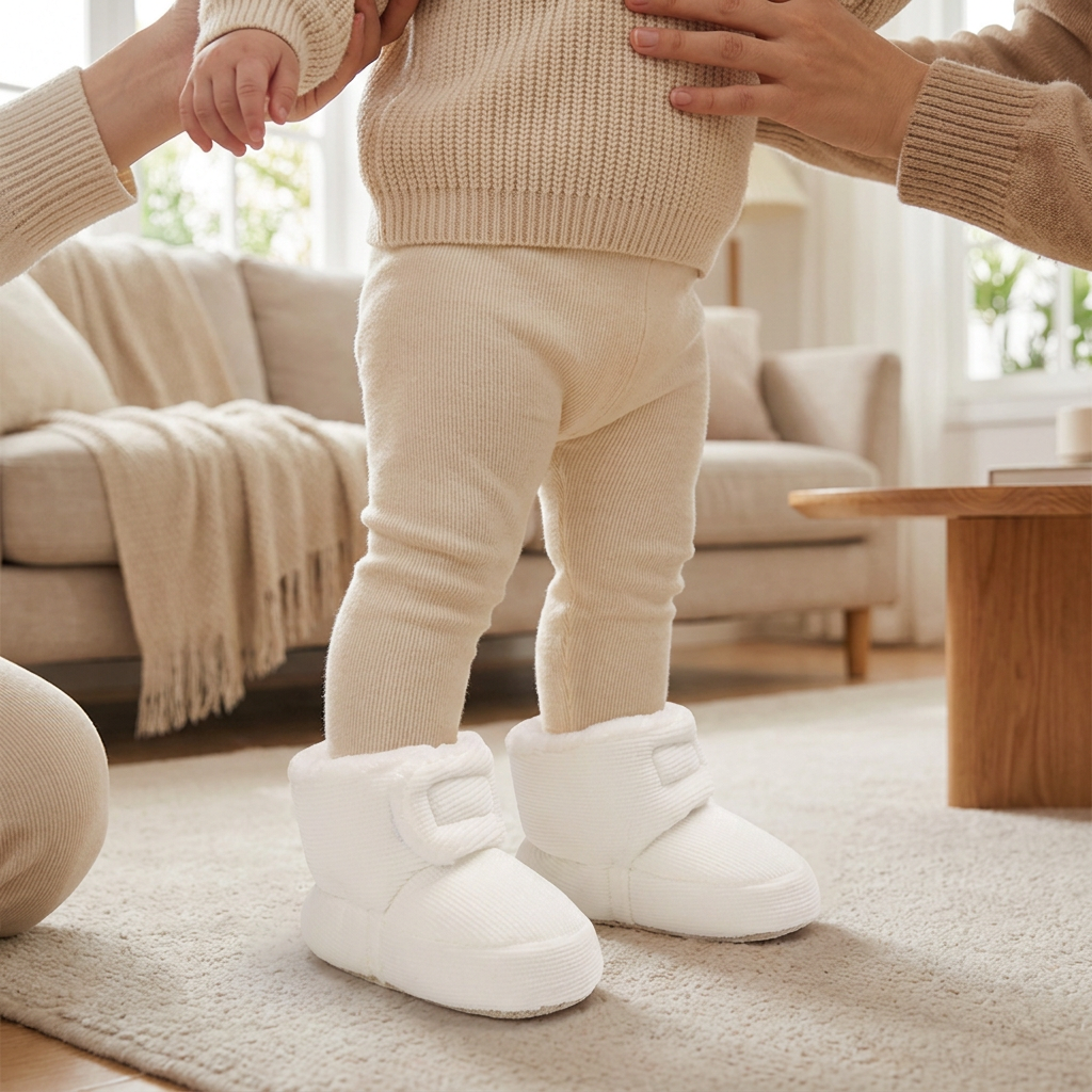 Chaussons Doux et Chauds pour Bébés avec Semelles Antidérapantes