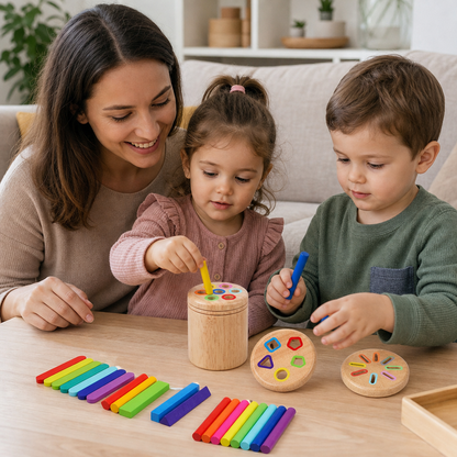 Jouet Montessori En Bois Pour Trier Les Couleurs Et Les Formes – Puzzle Éducatif Pour Développer La Motricité Fine