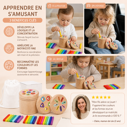 Jouet Montessori En Bois Pour Trier Les Couleurs Et Les Formes – Puzzle Éducatif Pour Développer La Motricité Fine