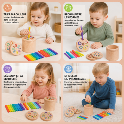 Jouet Montessori En Bois Pour Trier Les Couleurs Et Les Formes – Puzzle Éducatif Pour Développer La Motricité Fine