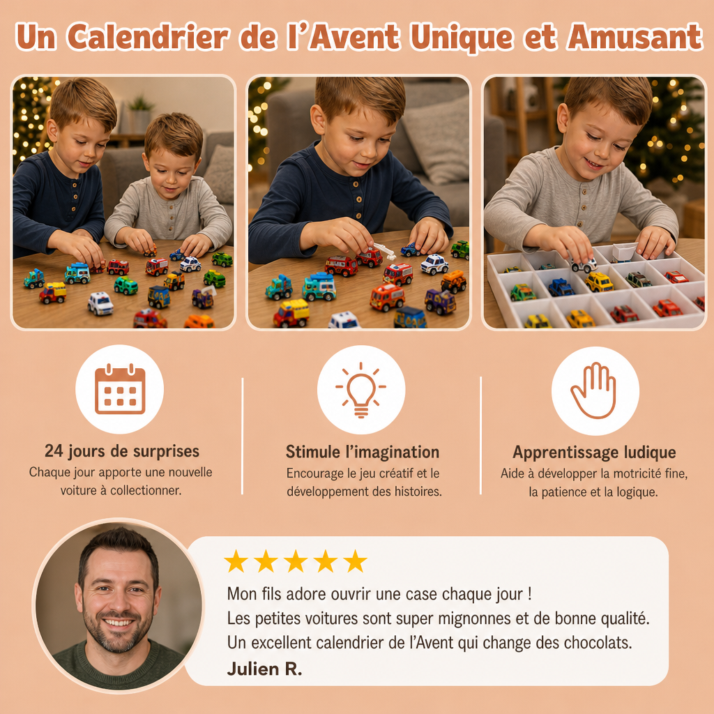 Calendrier de l’Avent de Voitures Cartoon – 24 Jours
