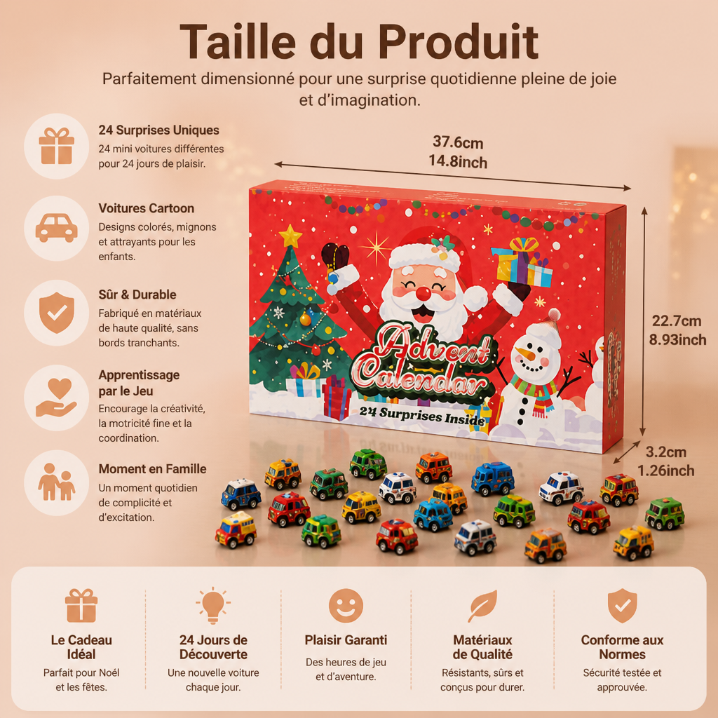 Calendrier de l’Avent de Voitures Cartoon – 24 Jours