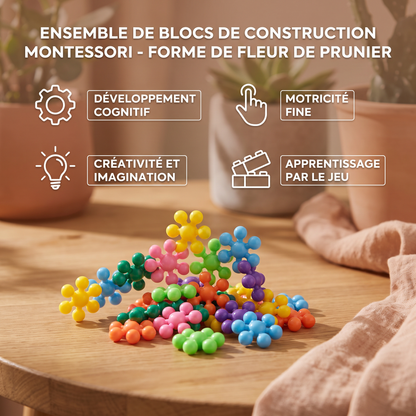 Ensemble de Blocs de Construction Montessori en Forme de Fleur de Prunier