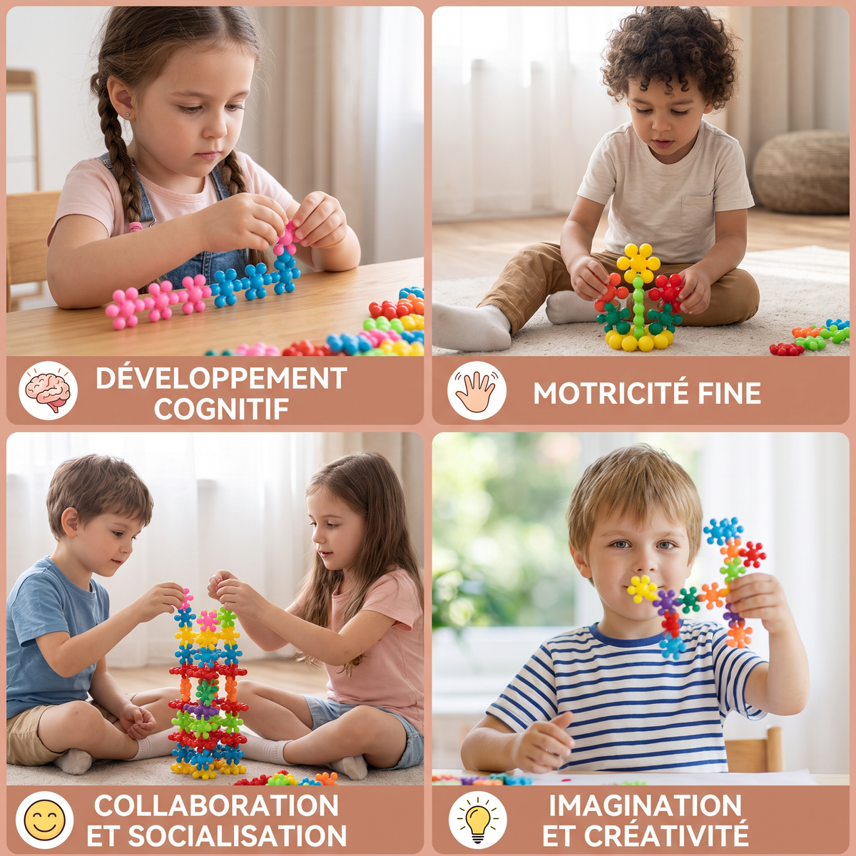 Ensemble de Blocs de Construction Montessori en Forme de Fleur de Prunier