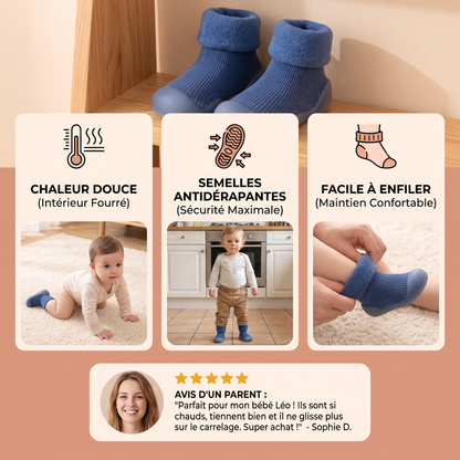 Chaussons-Chaussettes Chauds Pour Bébé Avec Semelles Souples Antidérapantes