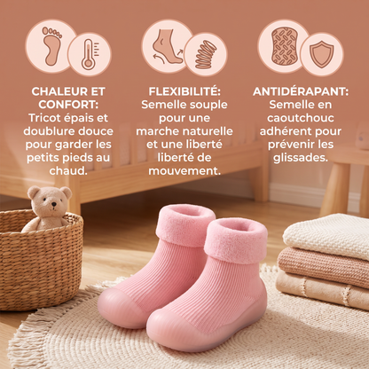 Chaussons-Chaussettes Chauds Pour Bébé Avec Semelles Souples Antidérapantes