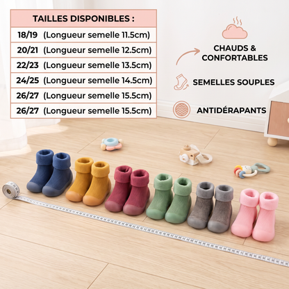 Chaussons-Chaussettes Chauds Pour Bébé Avec Semelles Souples Antidérapantes