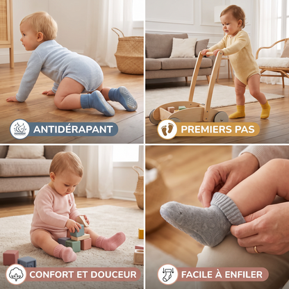 Chaussons-Chaussettes Chauds Pour Bébé Avec Semelles Souples Antidérapantes