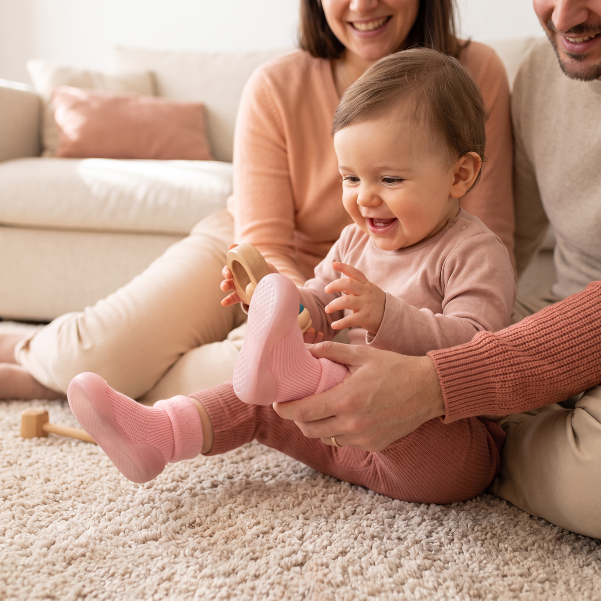 Chaussons-Chaussettes Chauds Pour Bébé Avec Semelles Souples Antidérapantes