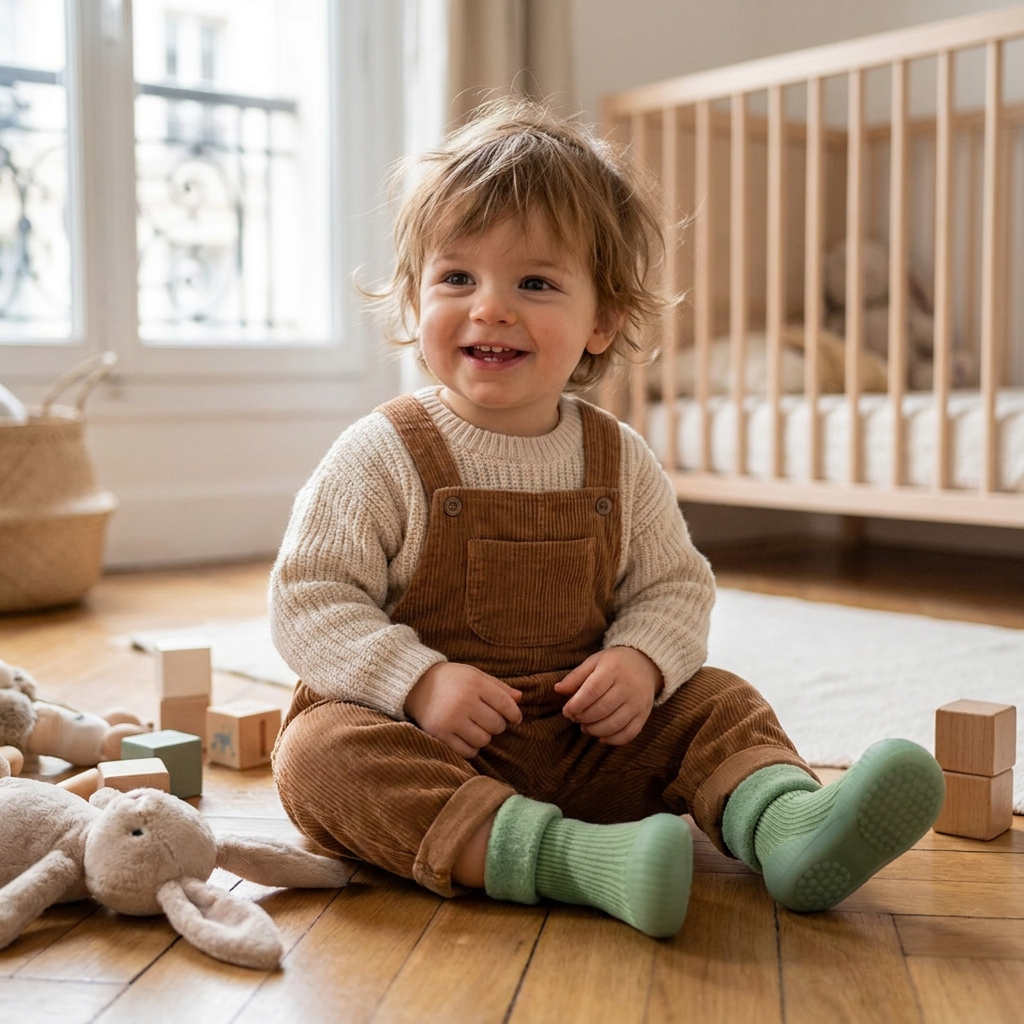 Chaussons-Chaussettes Chauds Pour Bébé Avec Semelles Souples Antidérapantes