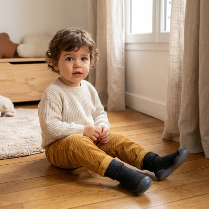 Chaussons-Chaussettes Chauds Pour Bébé Avec Semelles Souples Antidérapantes