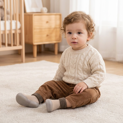 Chaussons-Chaussettes Chauds Pour Bébé Avec Semelles Souples Antidérapantes