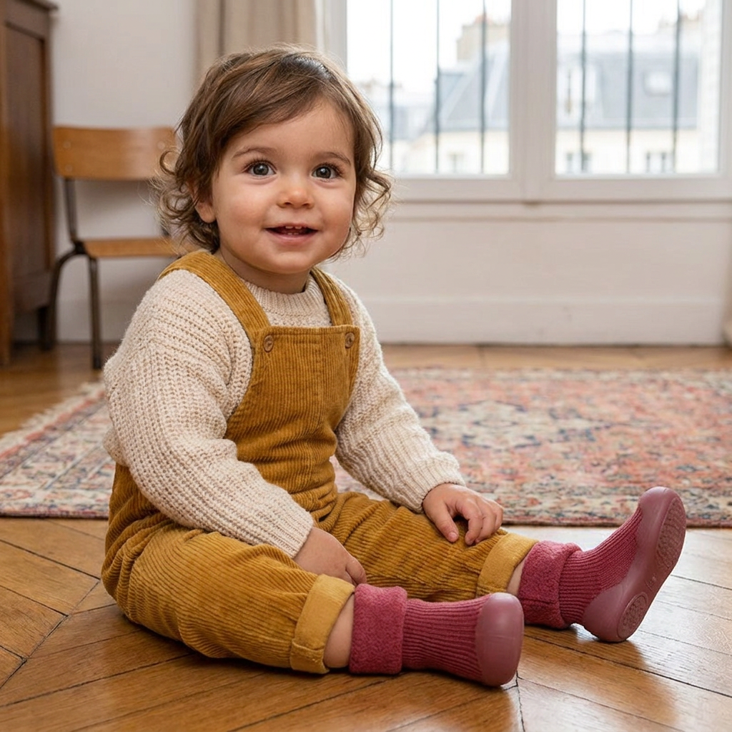 Chaussons-Chaussettes Chauds Pour Bébé Avec Semelles Souples Antidérapantes