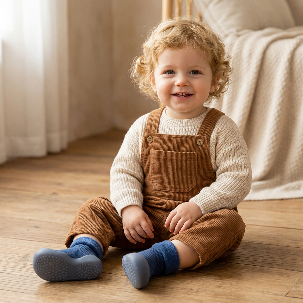 Chaussons-Chaussettes Chauds Pour Bébé Avec Semelles Souples Antidérapantes
