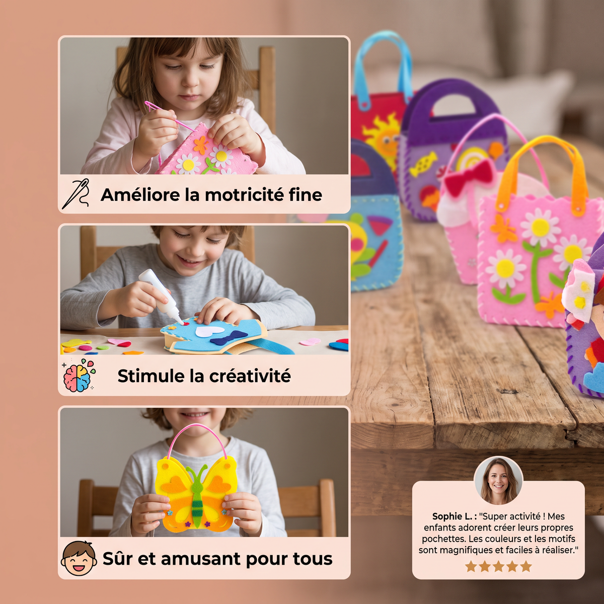 Kit de Couture DIY pour Fabriquer une Adorable Pochette en Feutre pour Enfants